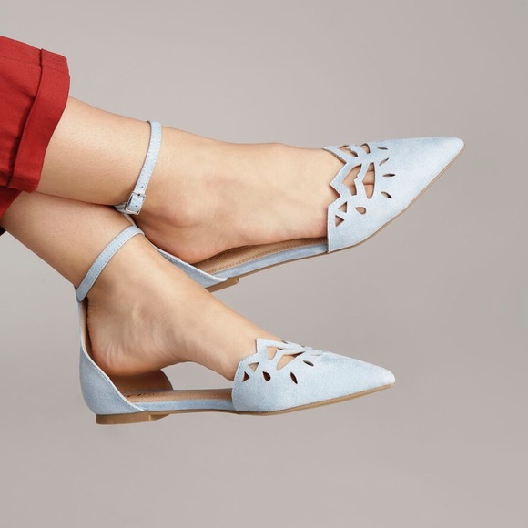 Shoes - Light Blue ankle strap flats